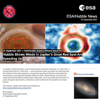 ESA/Hubble Science Release heic2110 - Hubble Shows Winds in Jupiter’s Great Red Spot Are Speeding Up