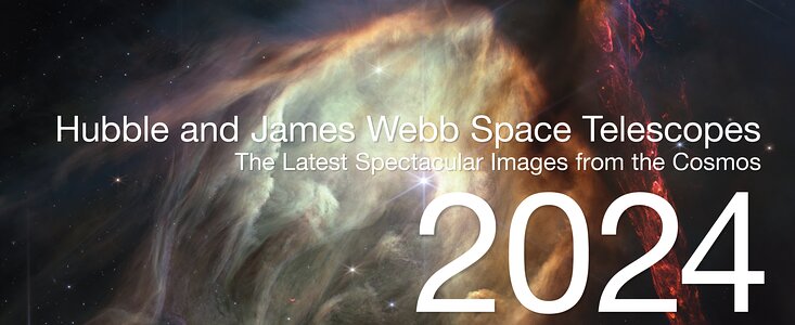 Cover page of the 2024 ESA/Hubble and ESA/Webb calendar