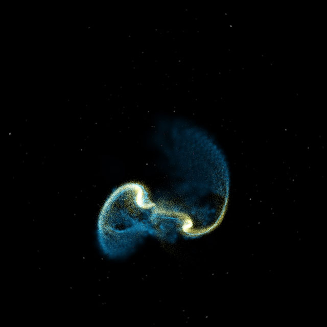 Fulldome simulation of colliding galaxies