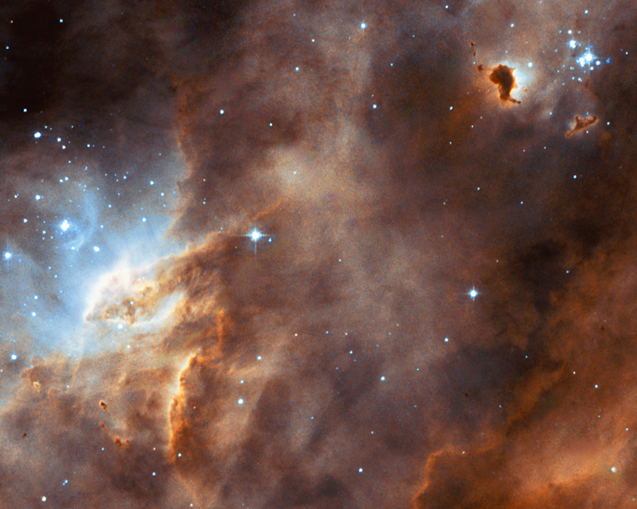 Hubble studies sequences of star formation in neighbouring galaxy