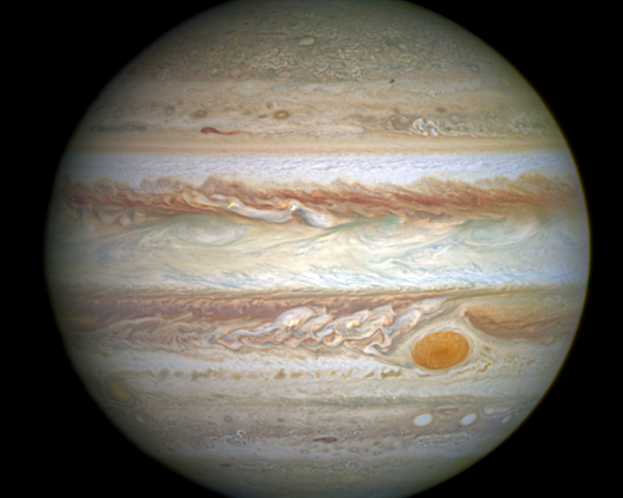 Jupiter and its shrunken Great Red Spot