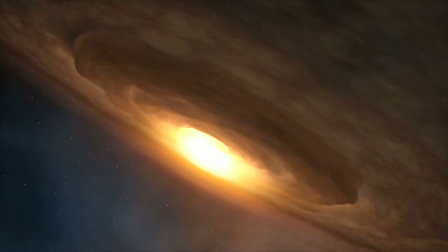 Matter accreting around a supermassive black hole (artist's impression)