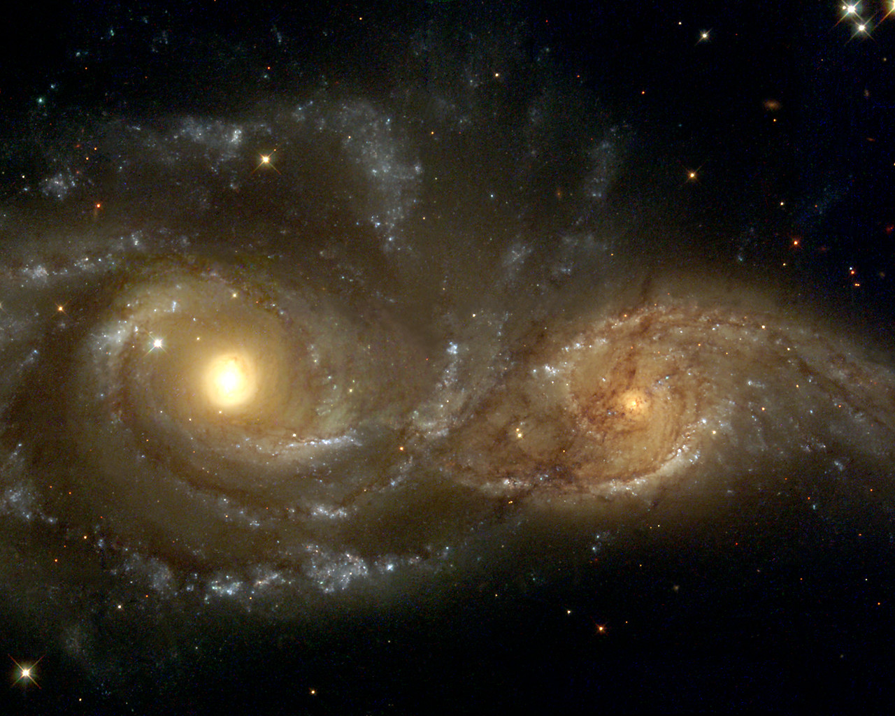 A grazing encounter between two spiral galaxies