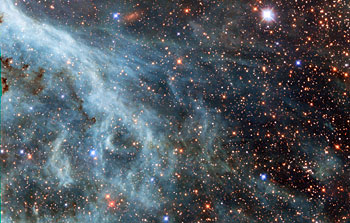 Turquoise-tinted plumes in the Large Magellanic Cloud